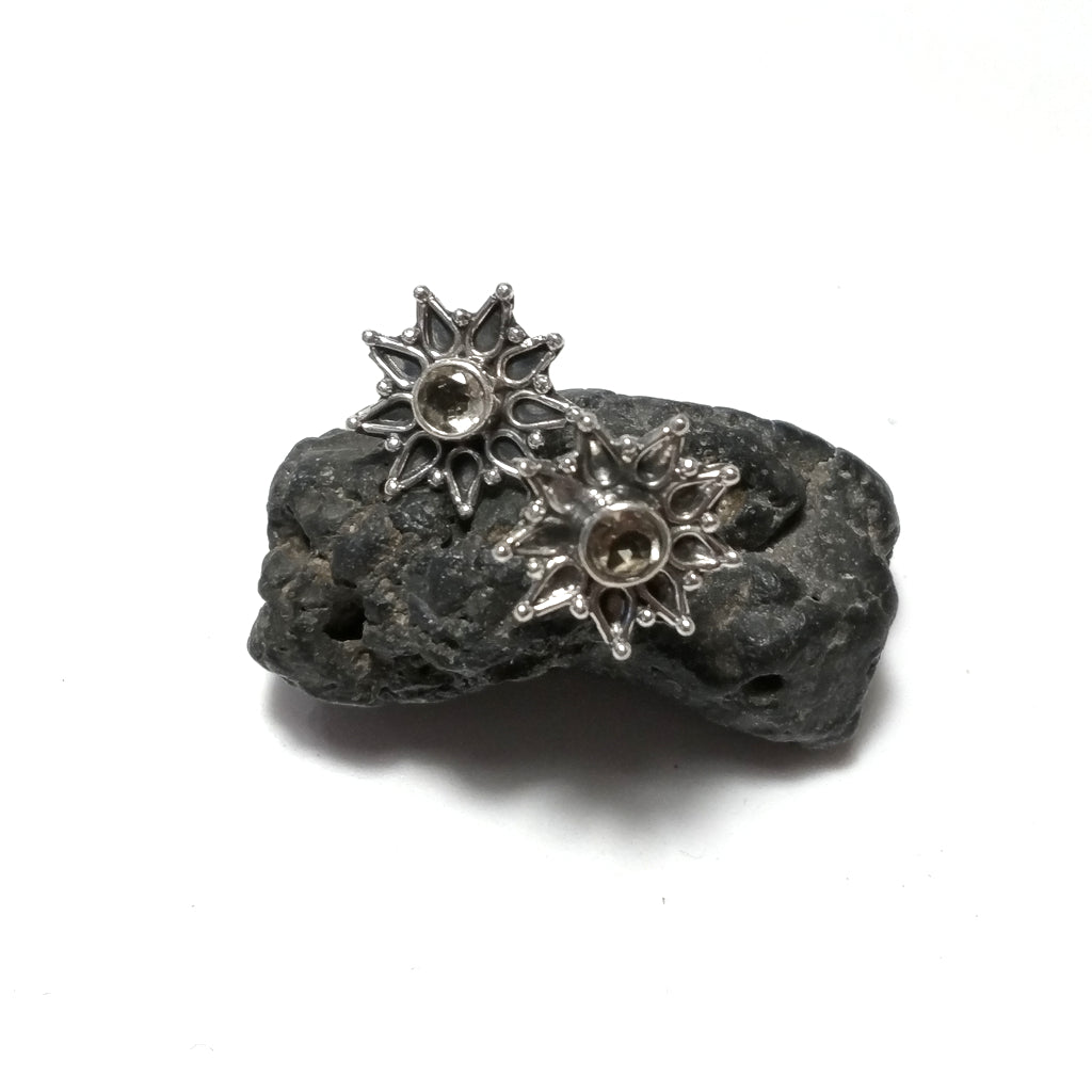 ORECCHINI ETNICI Argento 925 Orecchini artigianali Citrino | Stelle