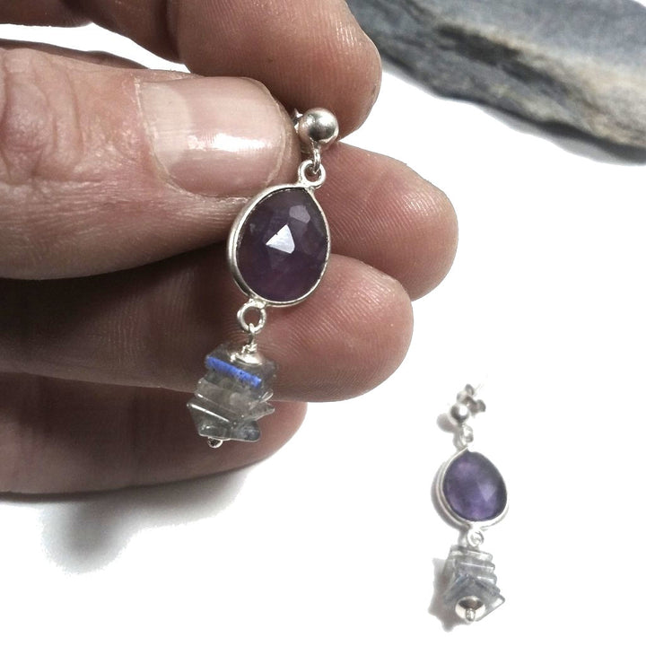 ORECCHINI Argento 925 ORECCHINI Labradorite - AMETISTA | orecchini artigianali