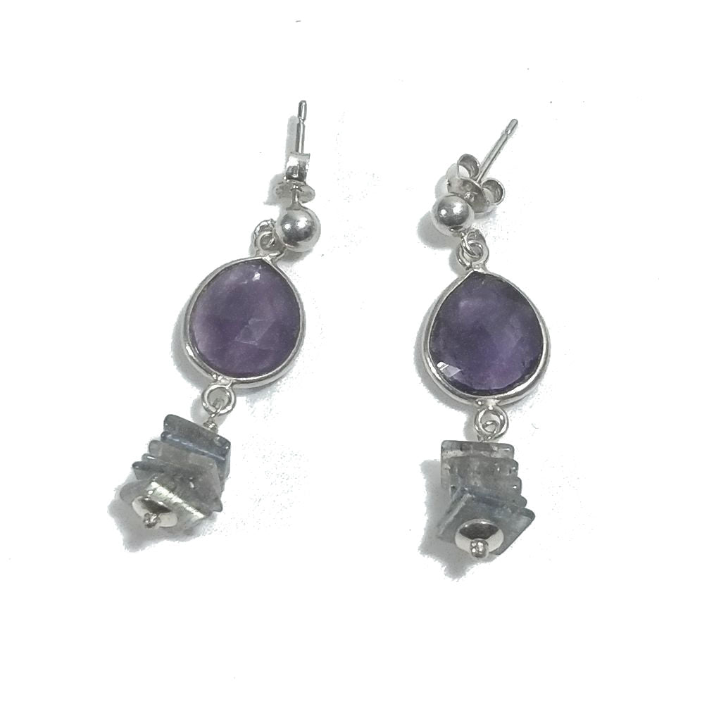 ORECCHINI Argento 925 ORECCHINI Labradorite - AMETISTA | orecchini artigianali