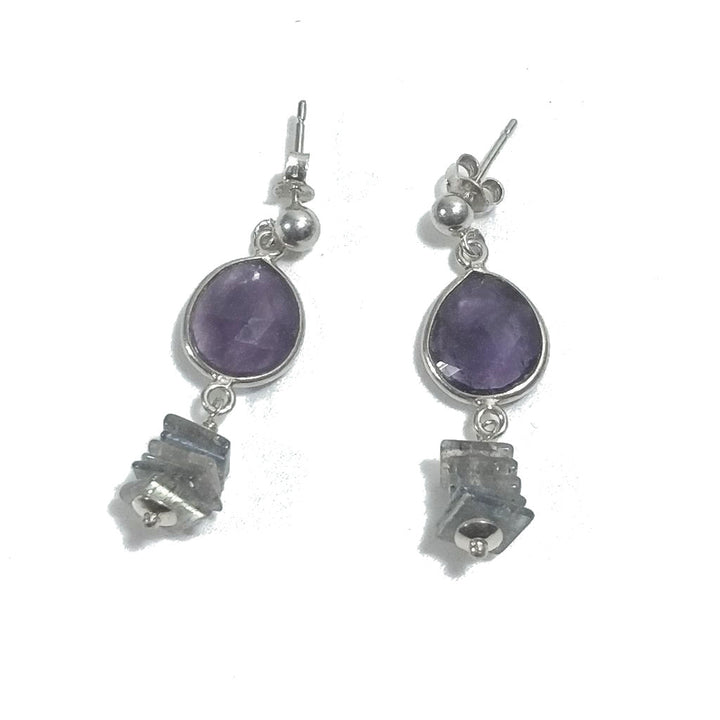 ORECCHINI Argento 925 ORECCHINI Labradorite - AMETISTA | orecchini artigianali