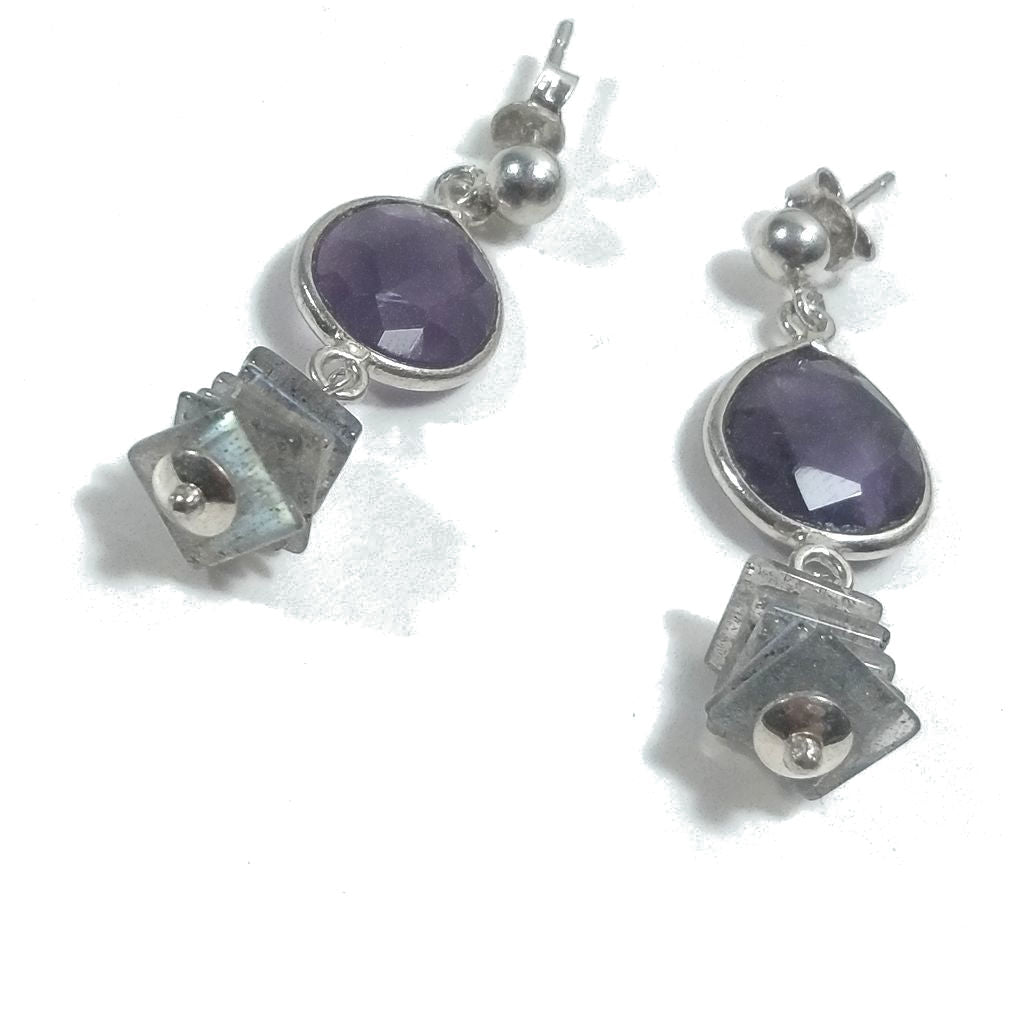 ORECCHINI Argento 925 ORECCHINI Labradorite - AMETISTA | orecchini artigianali