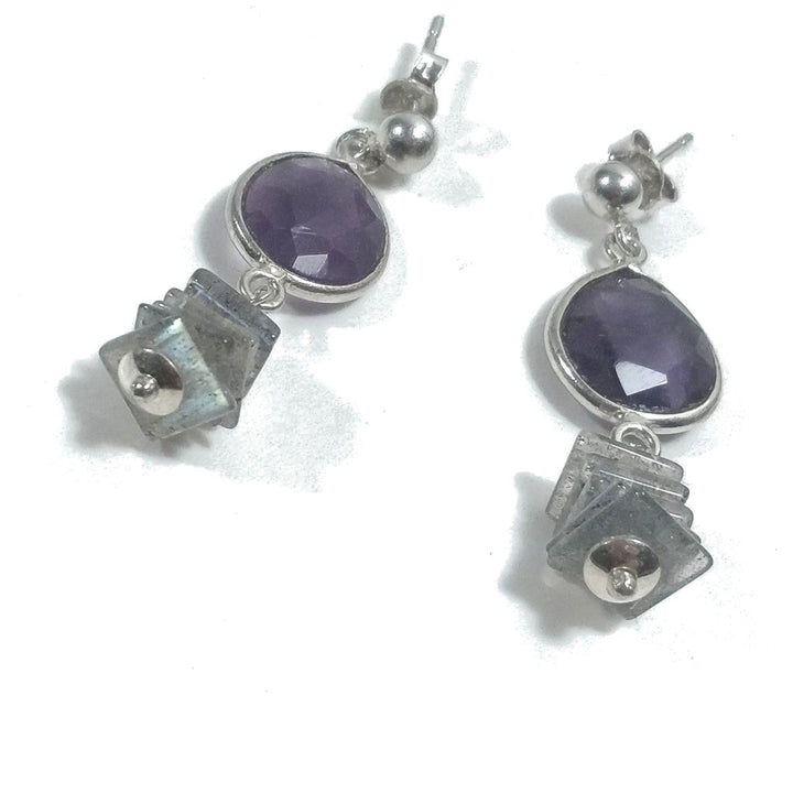 ORECCHINI Argento 925 ORECCHINI Labradorite - AMETISTA | orecchini artigianali