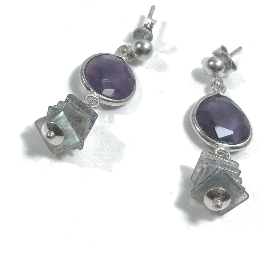ORECCHINI Argento 925 ORECCHINI Labradorite - AMETISTA | orecchini artigianali