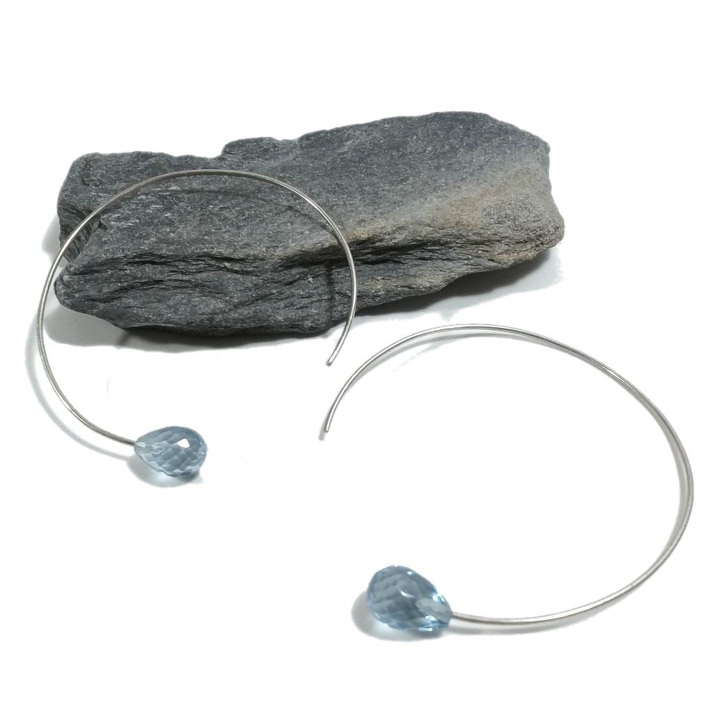 Orecchini in argento 925 - TOPAZIO AZZURRO | Gioielli argento CERCHIO