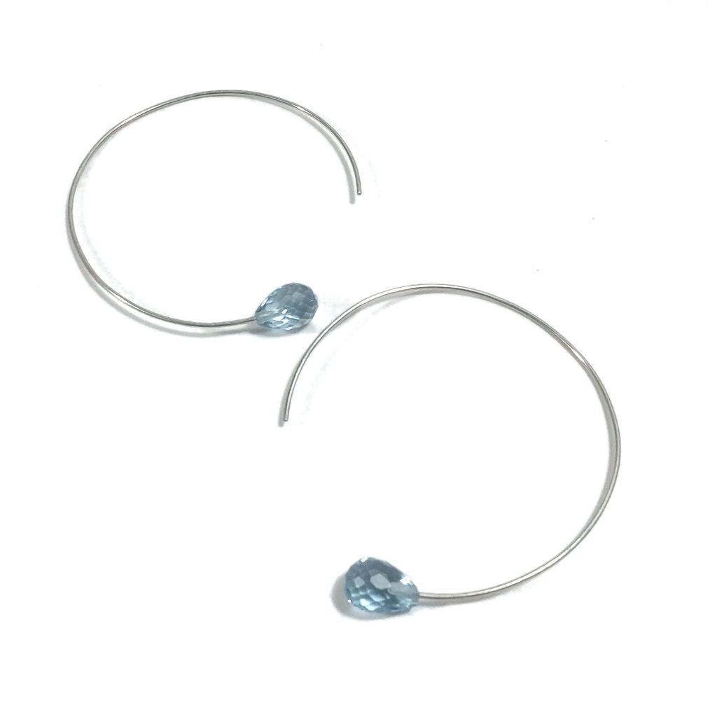 Orecchini in argento 925 - TOPAZIO AZZURRO | Gioielli argento CERCHIO