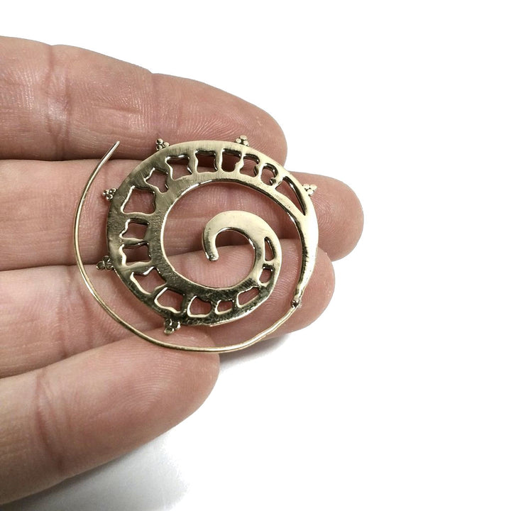 Orecchini etnici a spirale in ottone - LANJI