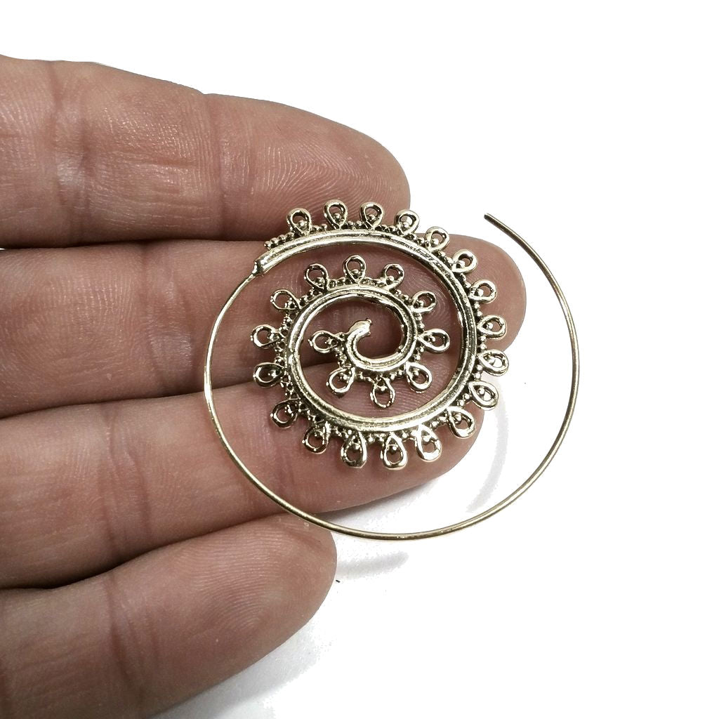 ORECCHINI ETNICI Ottone lucido ORECCHINI | SPIRALE | filigrana