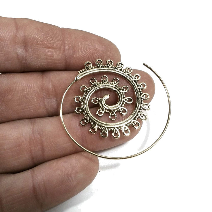 ORECCHINI ETNICI Ottone lucido ORECCHINI | SPIRALE | filigrana