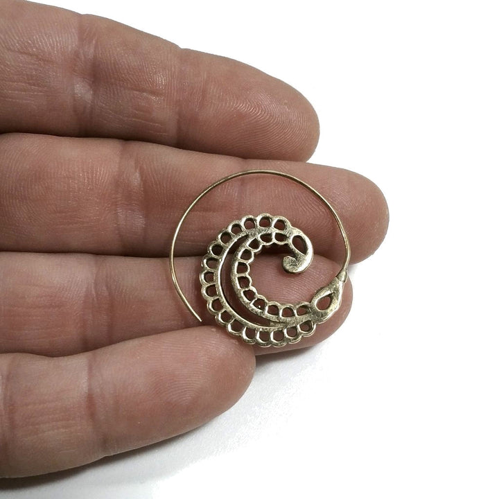 ORECCHINI ETNICI Ottone lucido ORECCHINI | SPIRALE | filigrana