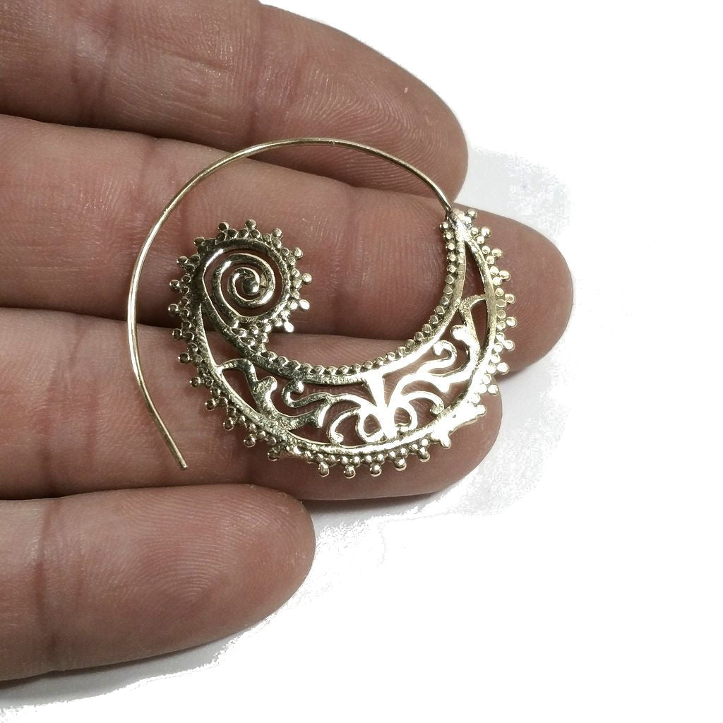 ORECCHINI ETNICI Ottone lucido ORECCHINI | SPIRALE | filigrana