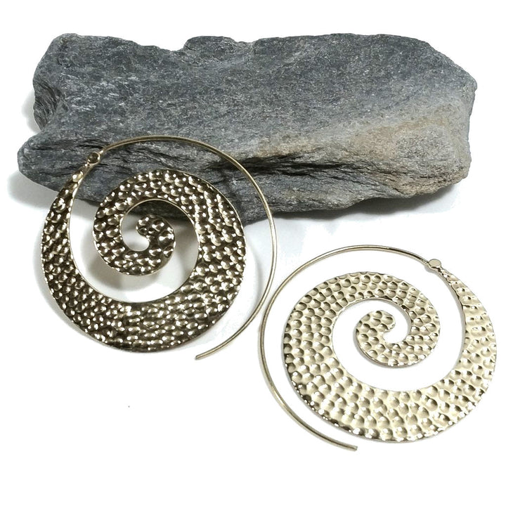 ORECCHINI ETNICI Ottone lucido ORECCHINI | SPIRALE | BOHO - style