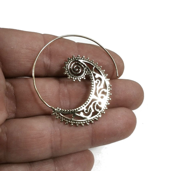 ORECCHINI ETNICI Ottone lucido ORECCHINI | SPIRALE | BOHO - style