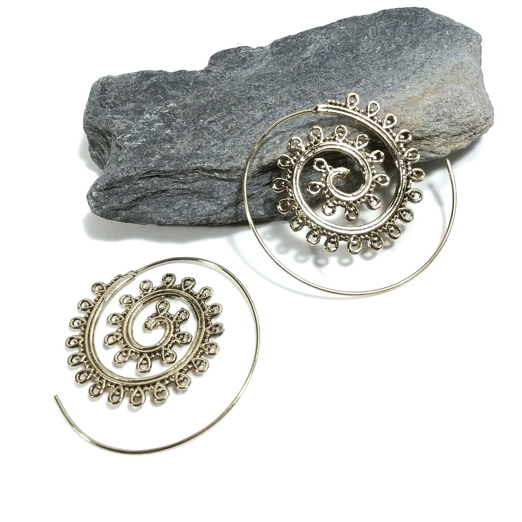 ORECCHINI ETNICI Ottone lucido ORECCHINI | SPIRALE | filigrana
