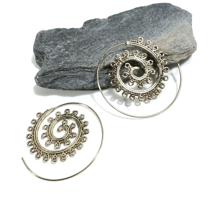 ORECCHINI ETNICI Ottone lucido ORECCHINI | SPIRALE | filigrana