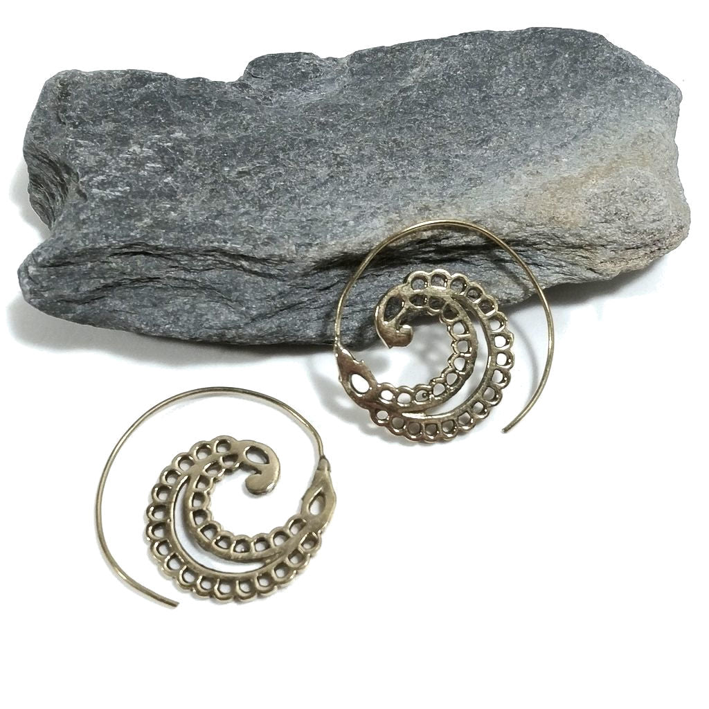 ORECCHINI ETNICI Ottone lucido ORECCHINI | SPIRALE | filigrana