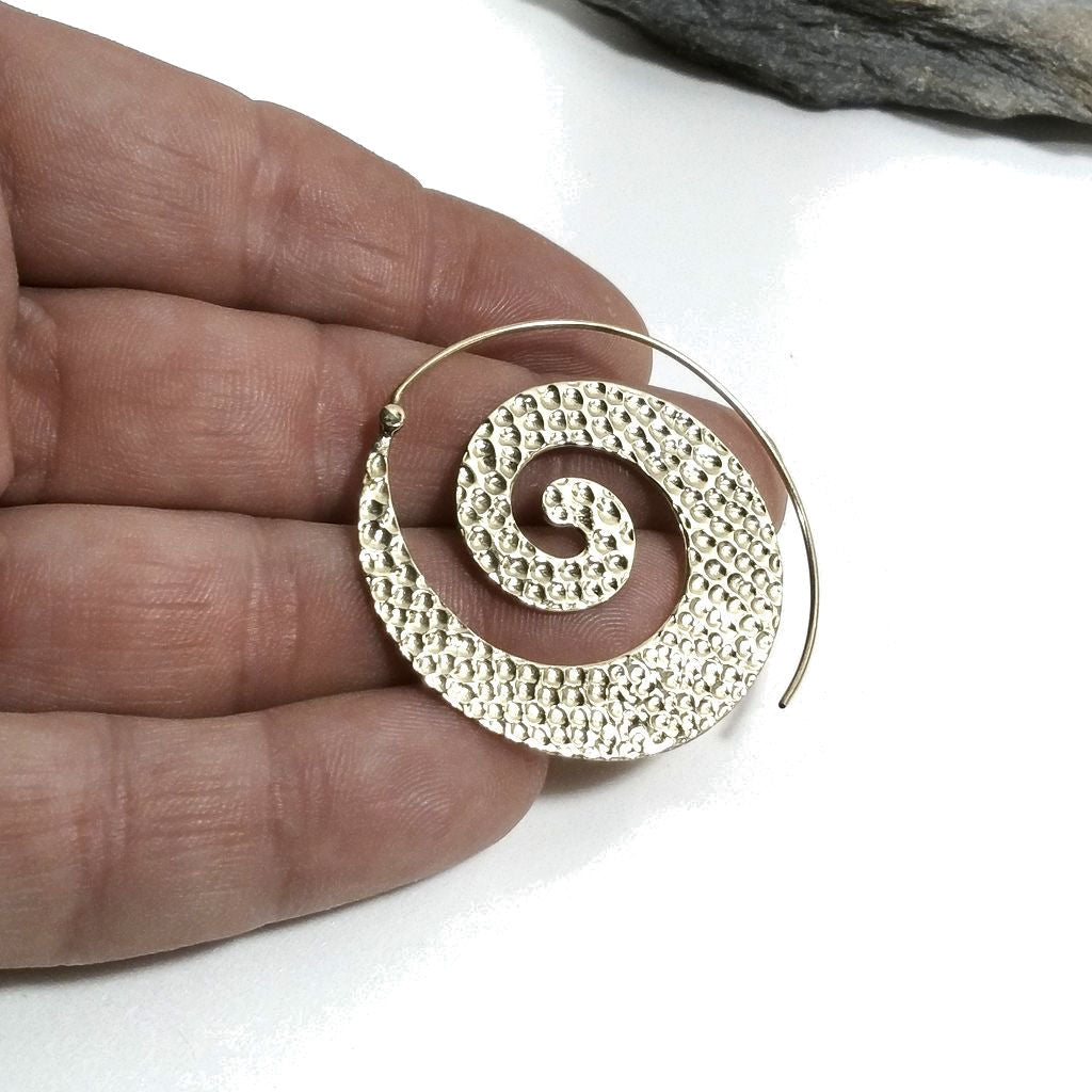 ORECCHINI ETNICI Ottone lucido ORECCHINI | SPIRALE | BOHO - style