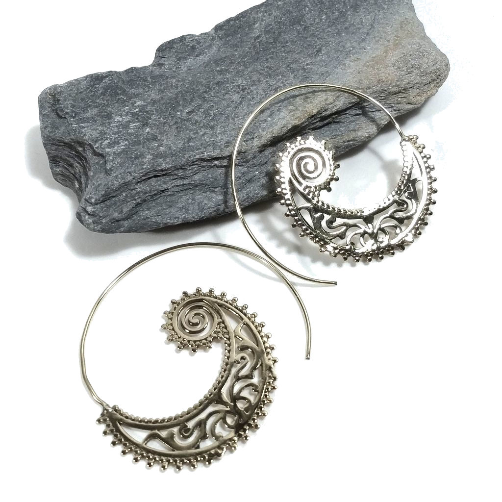 ORECCHINI ETNICI Ottone lucido ORECCHINI | SPIRALE | BOHO - style