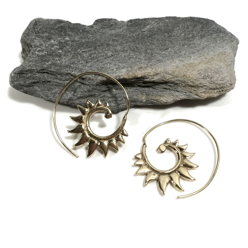 Orecchini etnici in Ottone lucido a spirale - KANYA