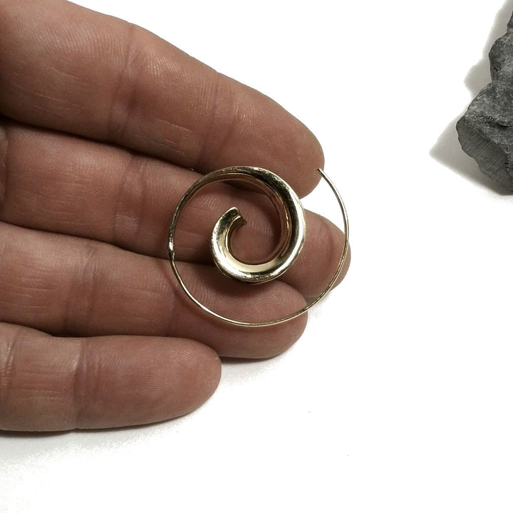 ORECCHINI ETNICI Ottone lucido ORECCHINI | SPIRALE | BOHO