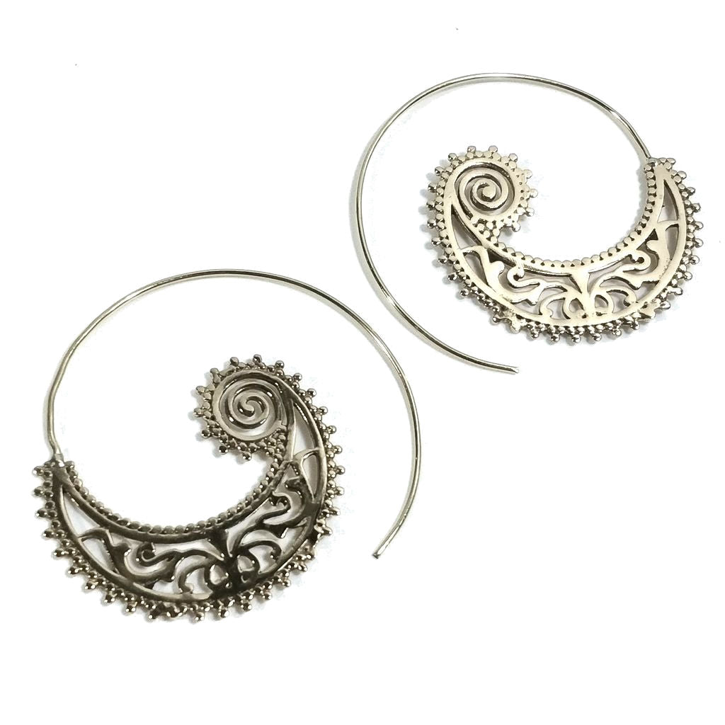 ORECCHINI ETNICI Ottone lucido ORECCHINI | SPIRALE | BOHO - style