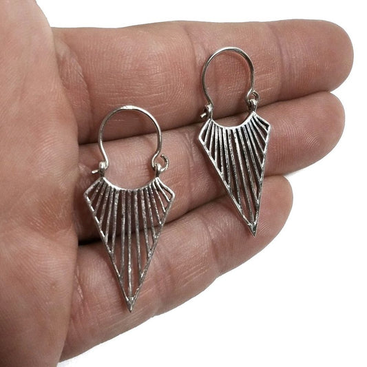 ORECCHINI ETNICI Argento 925 Orecchini artigianali | Cerchio - triangolo