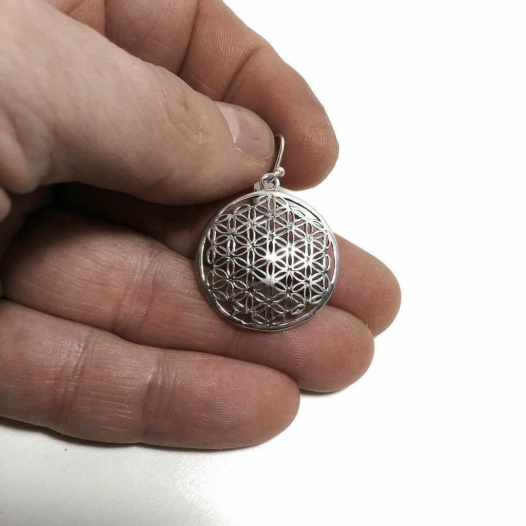 ORECCHINI etnici pendenti in Argento 925 | Fiore della Vita | Gioielli in argento