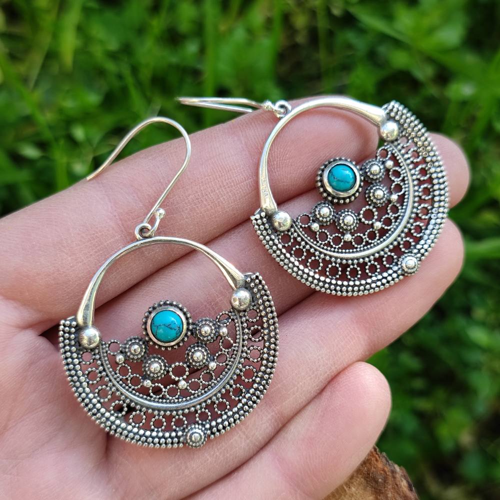 ORECCHINI BALAMOHAN in argento 925 con pietra | Orecchini argento con TURCHESE
