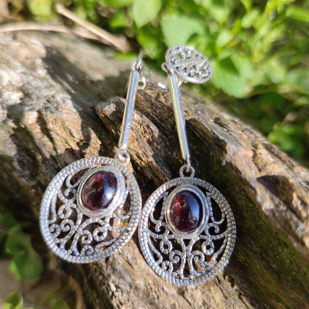 ORECCHINI BALENDU in argento 925 con pietra | Orecchini argento con GRANATO