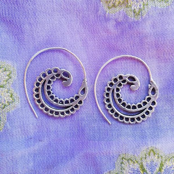 ORECCHINI ETNICI Ottone lucido ORECCHINI | SPIRALE | filigrana