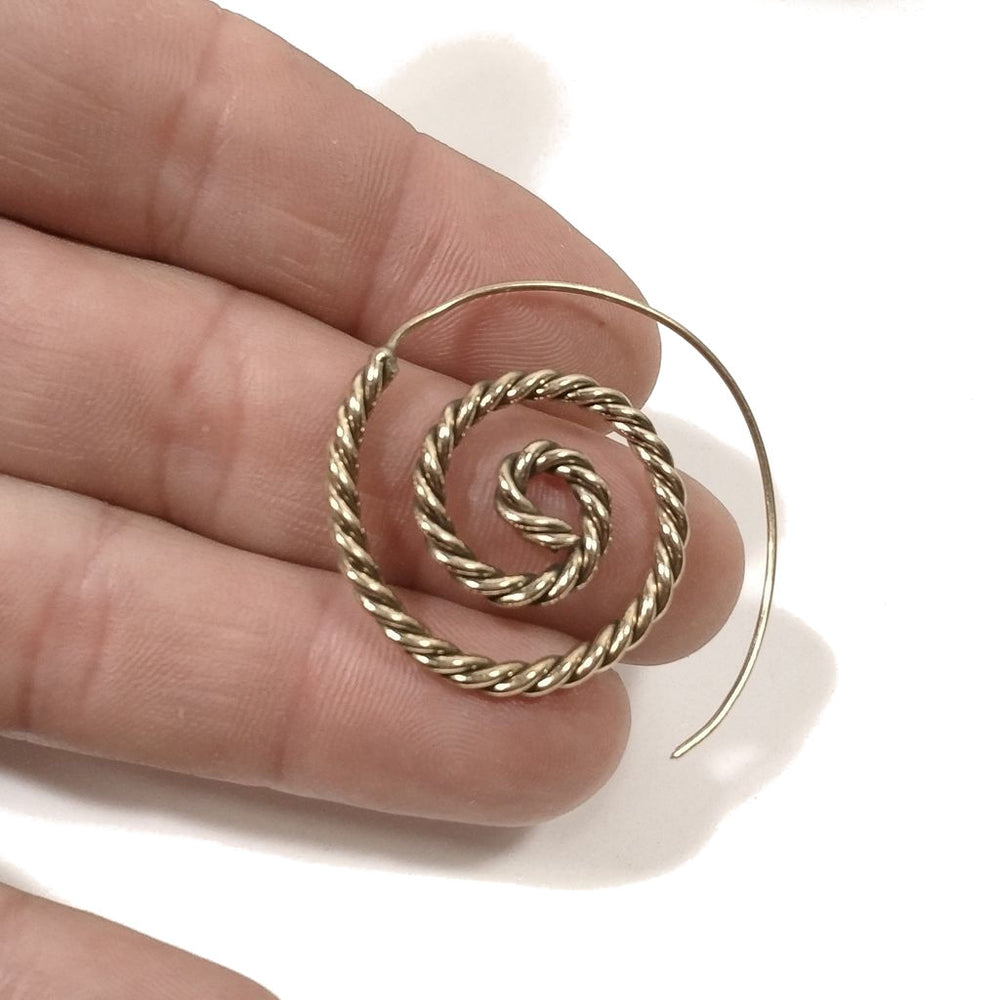 ORECCHINI ETNICI Ottone lucido ORECCHINI | SPIRALE | BOHO style