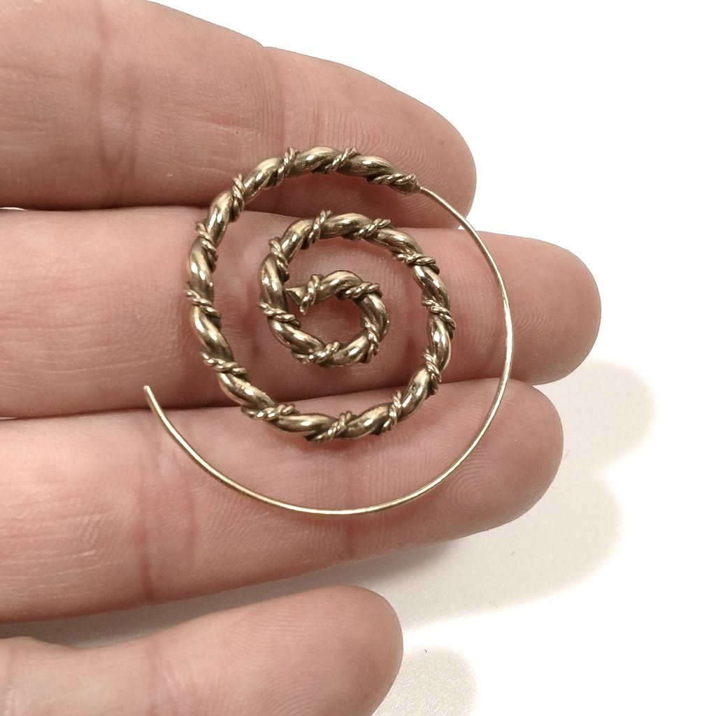 ETHNIC EARRINGS Spiral polished brass NATMA