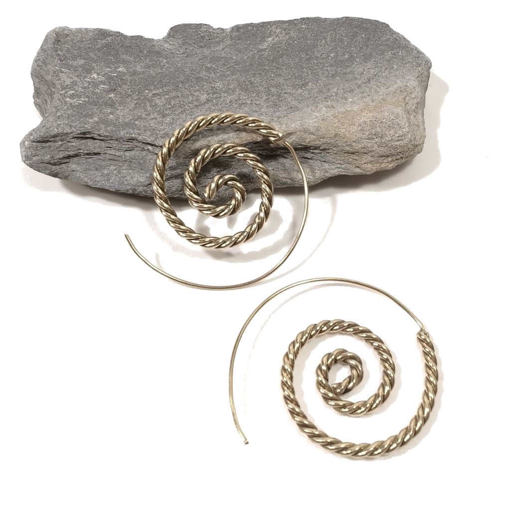 ORECCHINI ETNICI Ottone lucido ORECCHINI | SPIRALE | BOHO style