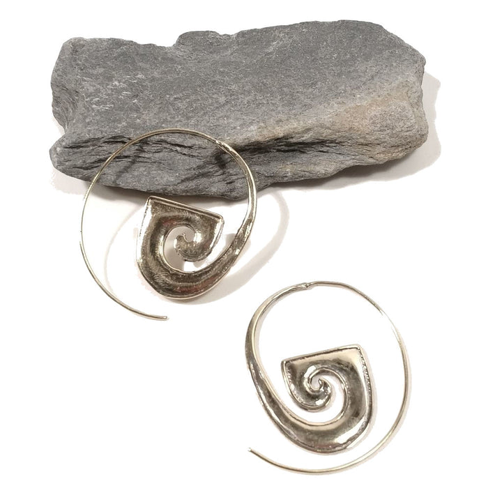 ORECCHINI ETNICI Ottone lucido ORECCHINI | SPIRALE | BOHO style