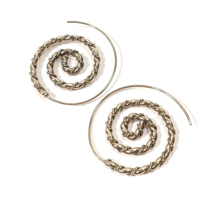 ETHNIC EARRINGS Spiral polished brass NATMA