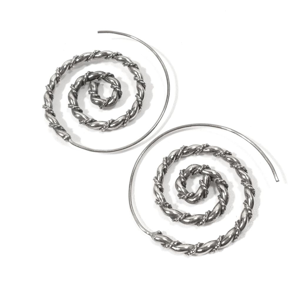 ETHNIC EARRINGS Spiral polished brass NATMA
