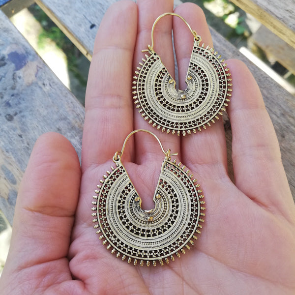 ORECCHINI etnici RHEA in ottone senza pietra | ORECCHINI etnici in ottone | ilmondodiwit.com