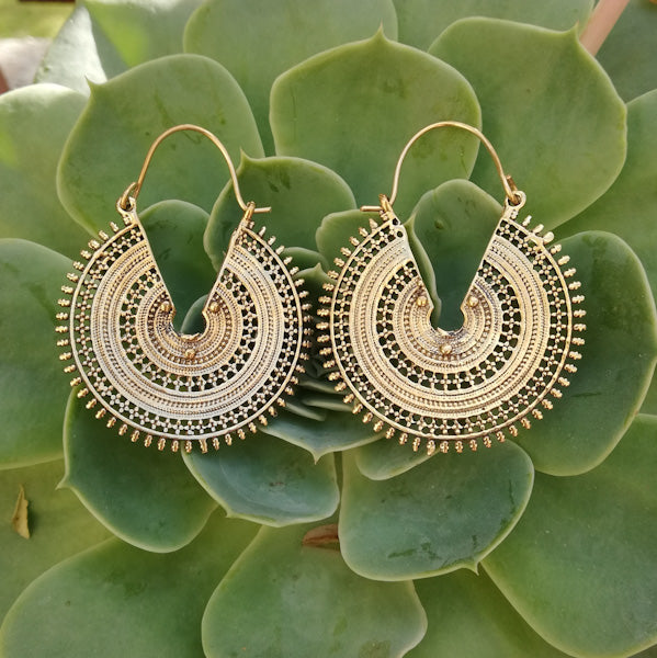 ORECCHINI etnici RHEA in ottone senza pietra | ORECCHINI etnici in ottone | ilmondodiwit.com