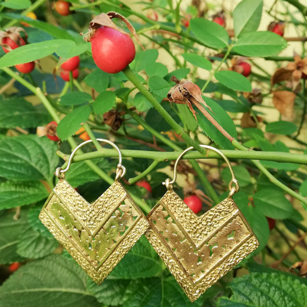 ORECCHINI etnici RINA in ottone senza pietra | ORECCHINI etnici in ottone | ilmondodiwit.com