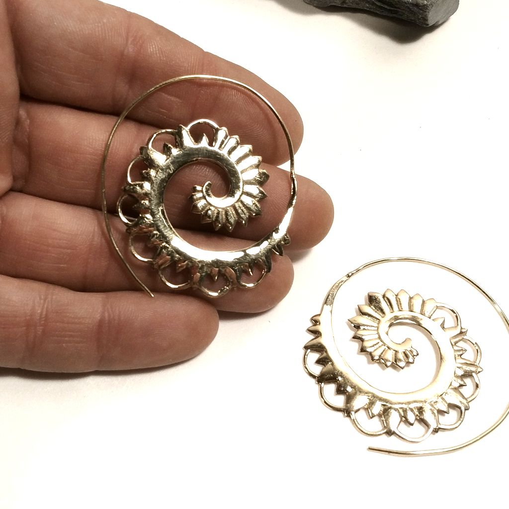 ORECCHINI ETNICI Ottone lucido ORECCHINI | Spirale