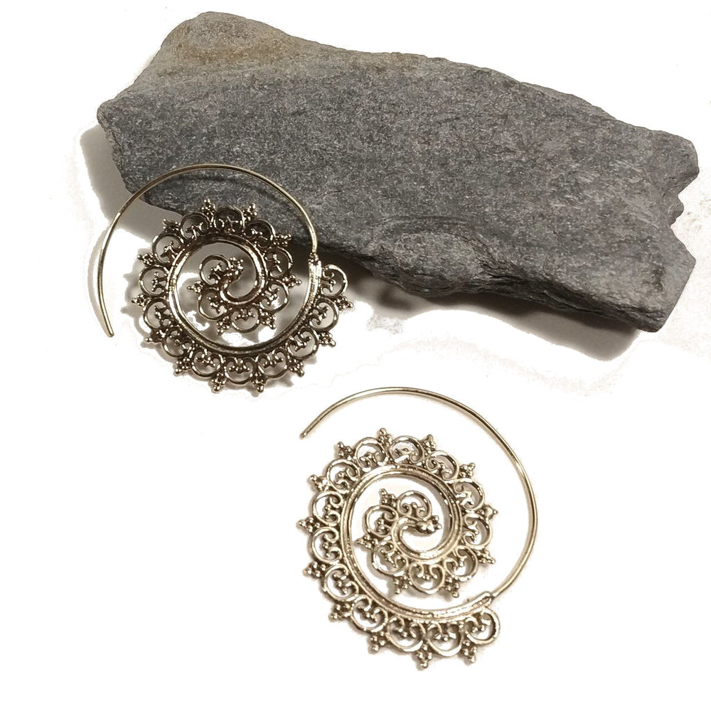 ORECCHINI ETNICI Ottone lucido ORECCHINI | Spirale