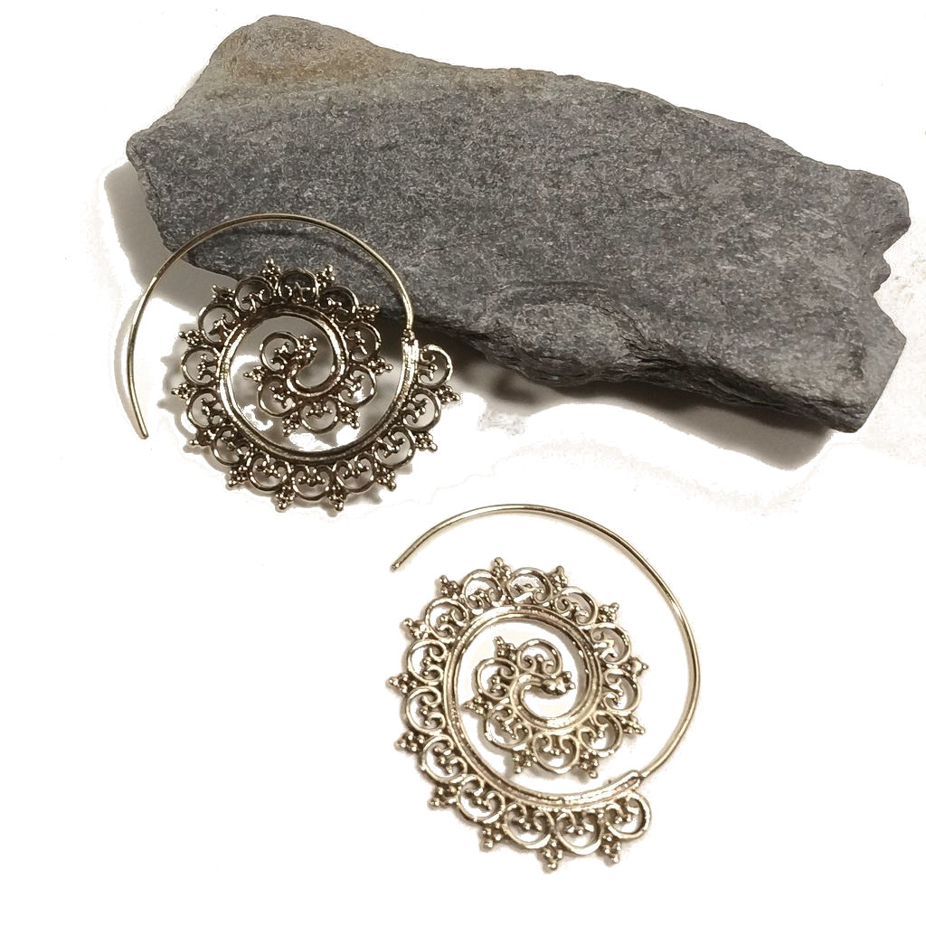 ORECCHINI ETNICI Ottone lucido ORECCHINI | Spirale