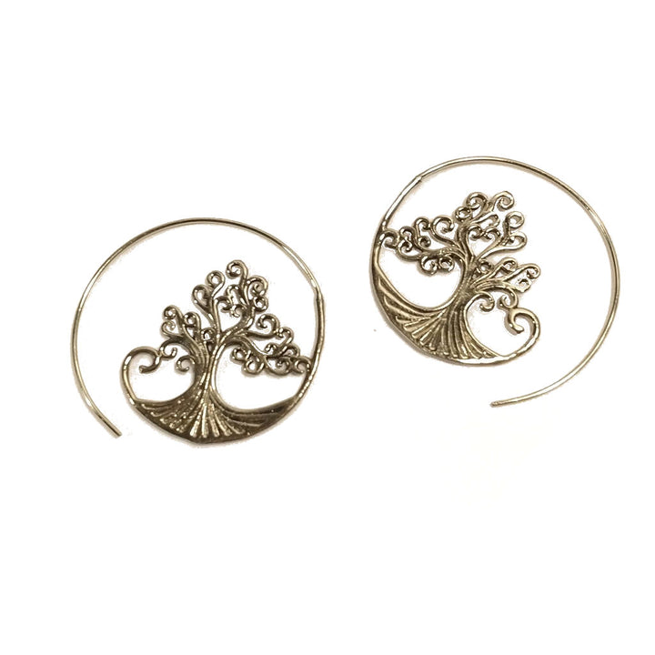 Tree of life earrings in brass