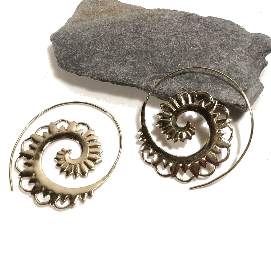 ORECCHINI ETNICI Ottone lucido ORECCHINI | Spirale