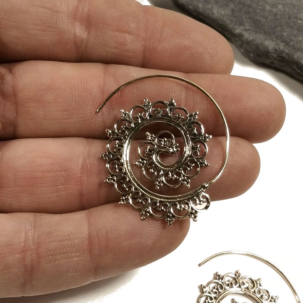 ORECCHINI ETNICI Ottone lucido ORECCHINI | Spirale