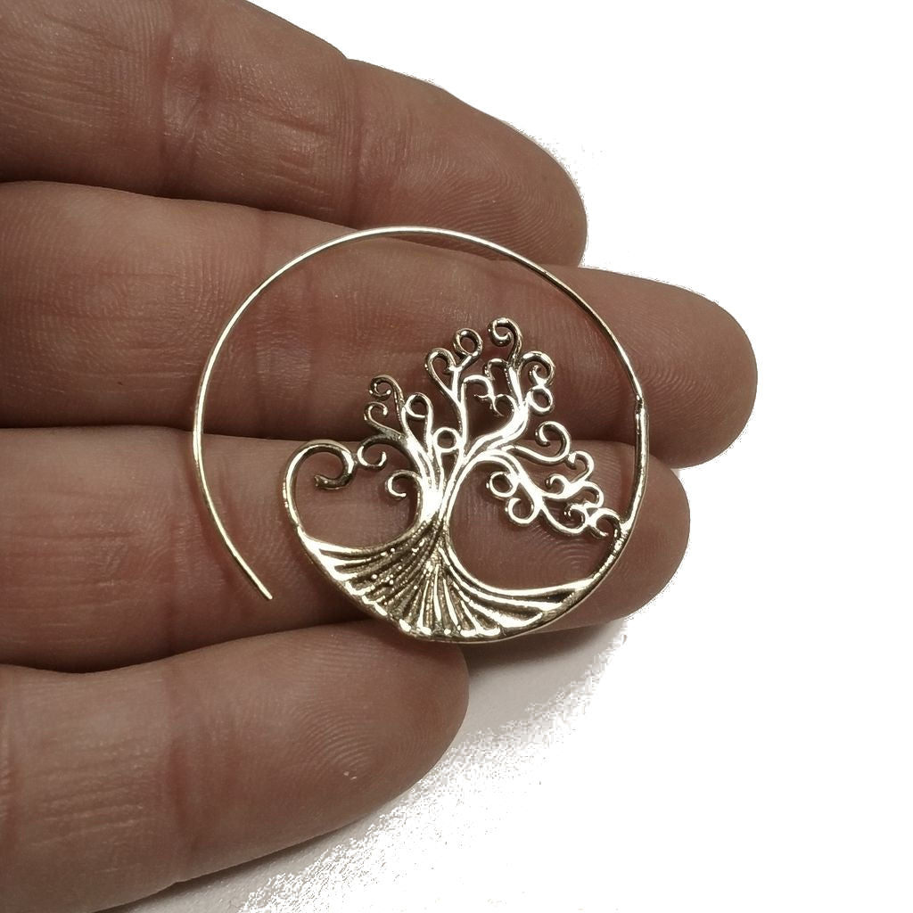 Tree of life earrings in brass