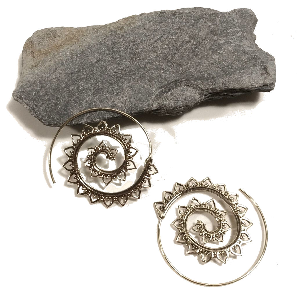 ETHNISCHE OHRRINGE Poliertes Messing