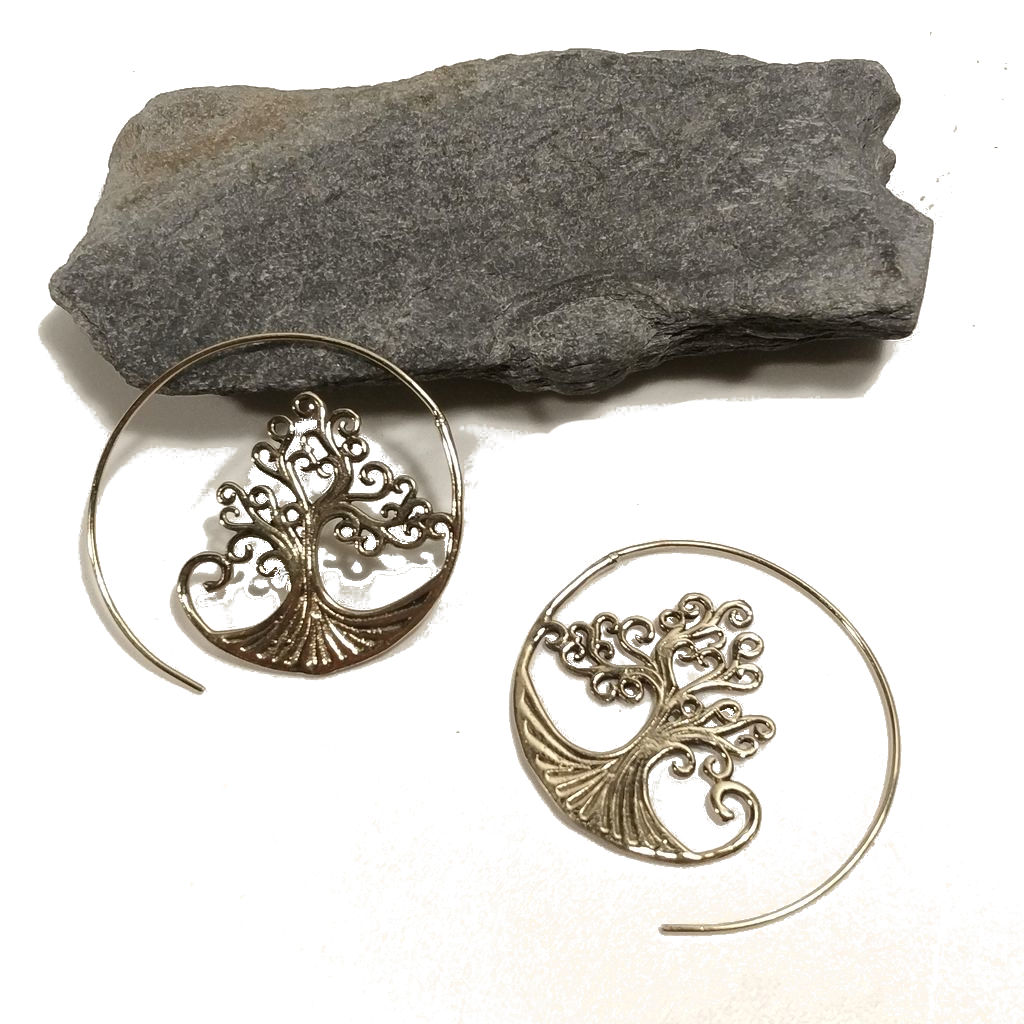 Tree of life earrings in brass