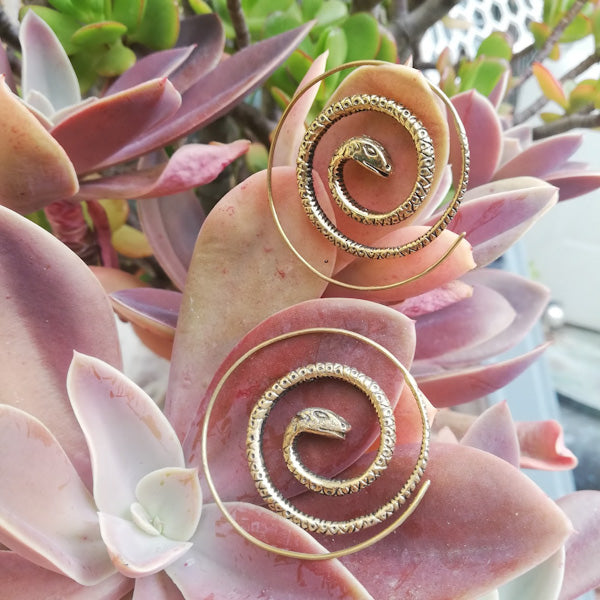 ORECCHINI ETNICI Ottone lucido ORECCHINI | Spirale | SERPENTE