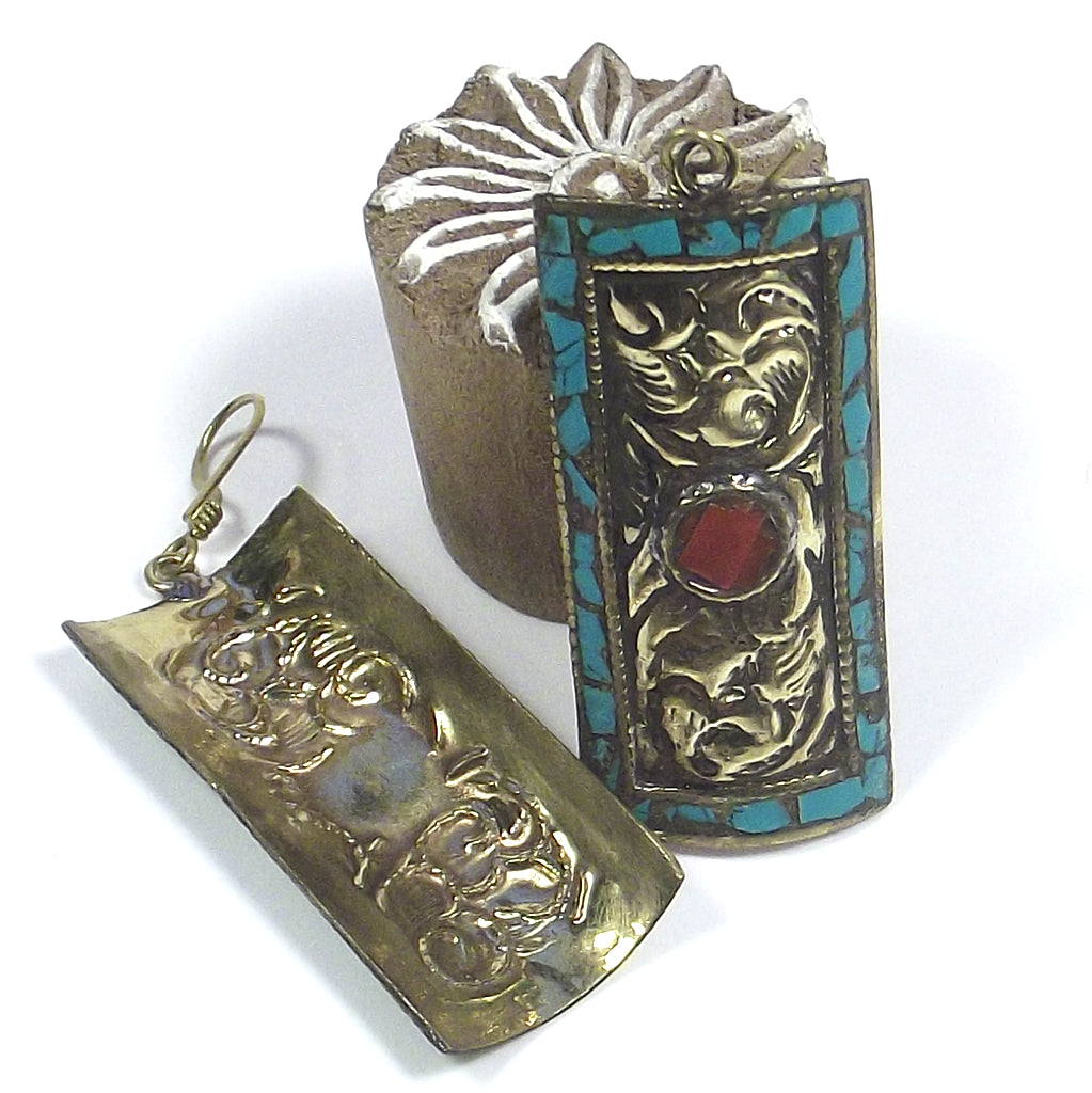 orecchini corallo turchese tibet etnico earrings ohrringe