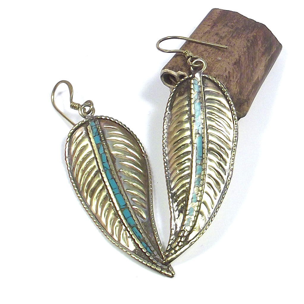 orecchini piuma ottone etnico feather feder